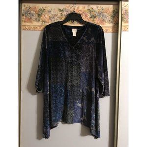 Chico's 3 Multicolor Velour Paisley Patchwork Blouse